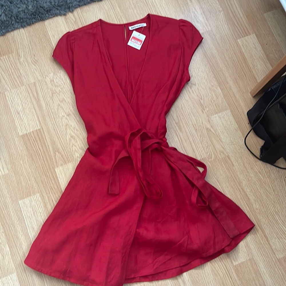 NWT Red Reformation Wrap Dress